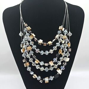 Stunning Multilayered Illusion Crystal Shell Necklace